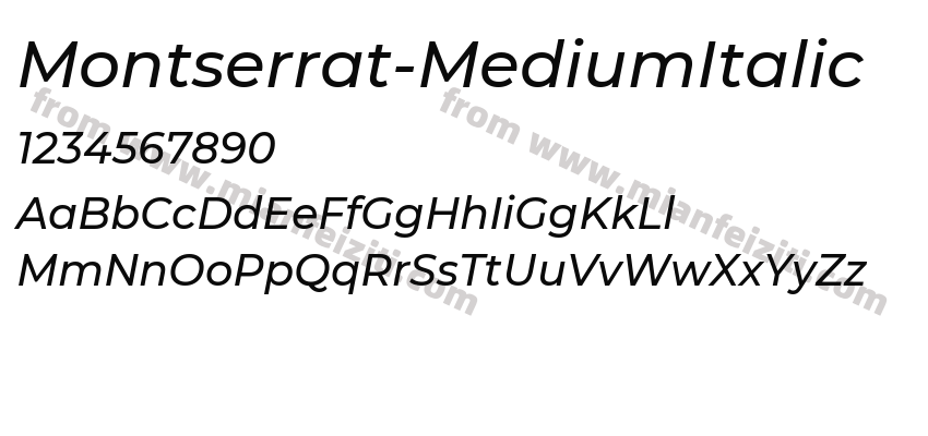 Montserrat-MediumItalic字体预览