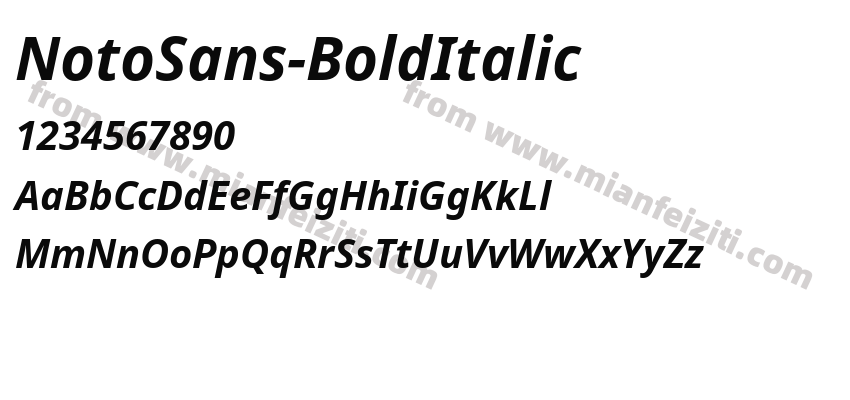 NotoSans-BoldItalic字体预览