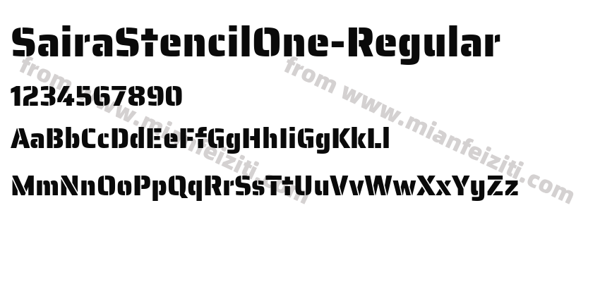 SairaStencilOne-Regular字体预览