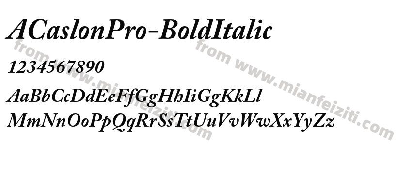 ACaslonPro-BoldItalic字体预览