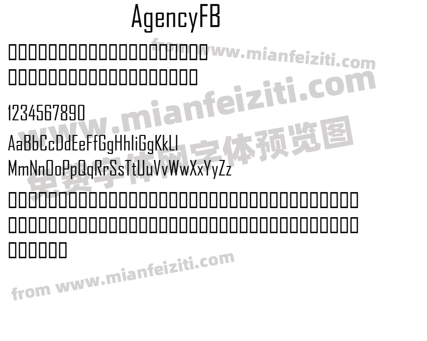 AgencyFB字体预览