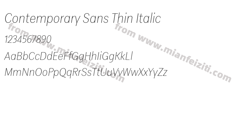 Contemporary Sans Thin Italic预览图2