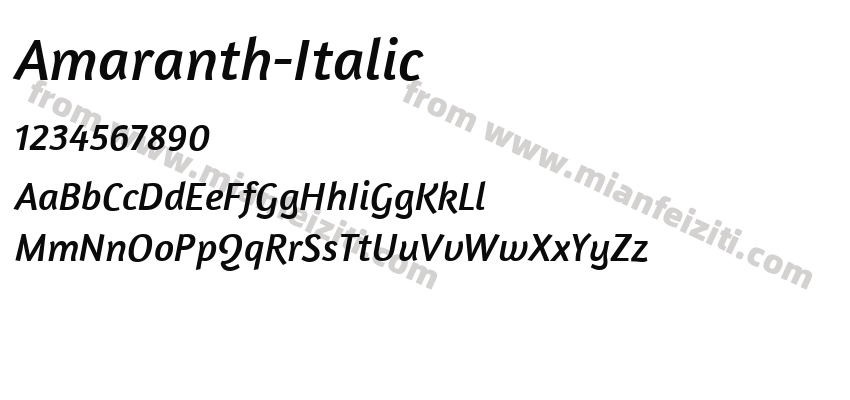 Amaranth-Italic字体预览