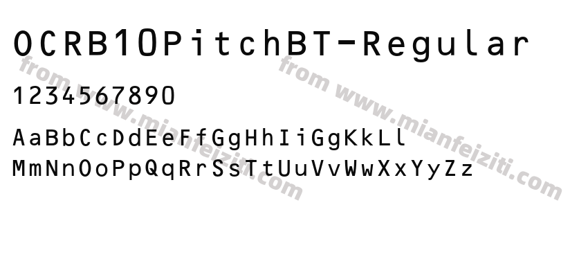 OCRB10PitchBT-Regular字体预览