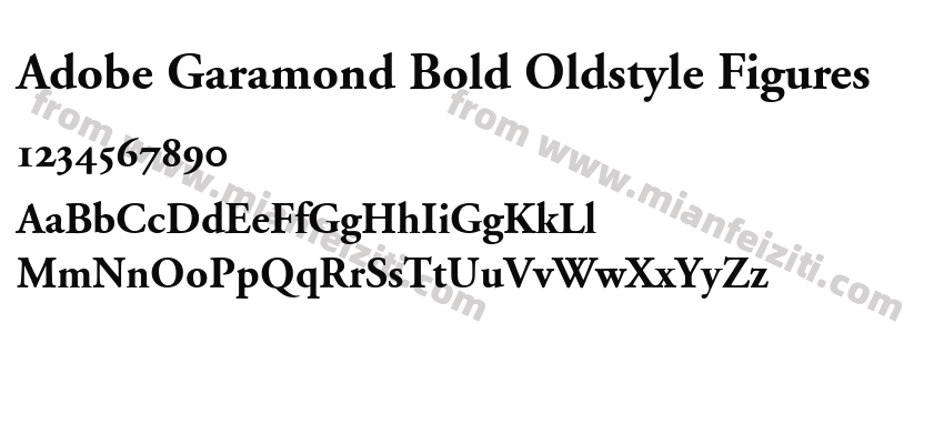 Adobe Garamond Bold Oldstyle Figures字体预览