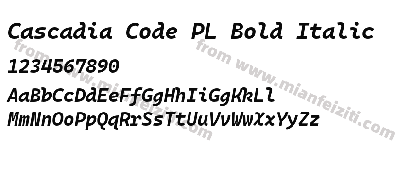 Cascadia Code PL Bold Italic预览图2