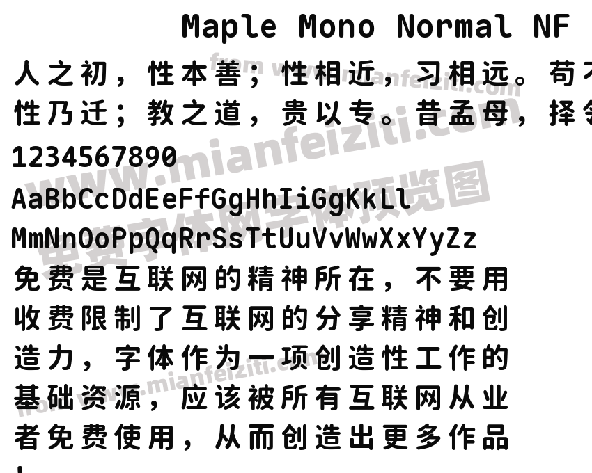 Maple Mono Normal NF CN Bold预览图2