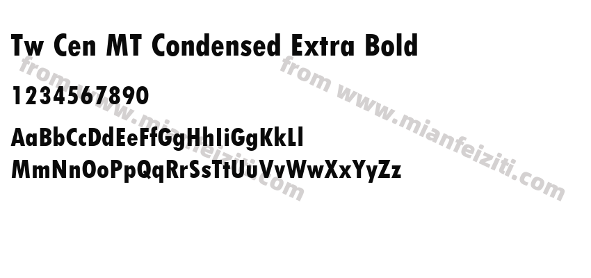 Tw Cen MT Condensed Extra Bold字体预览